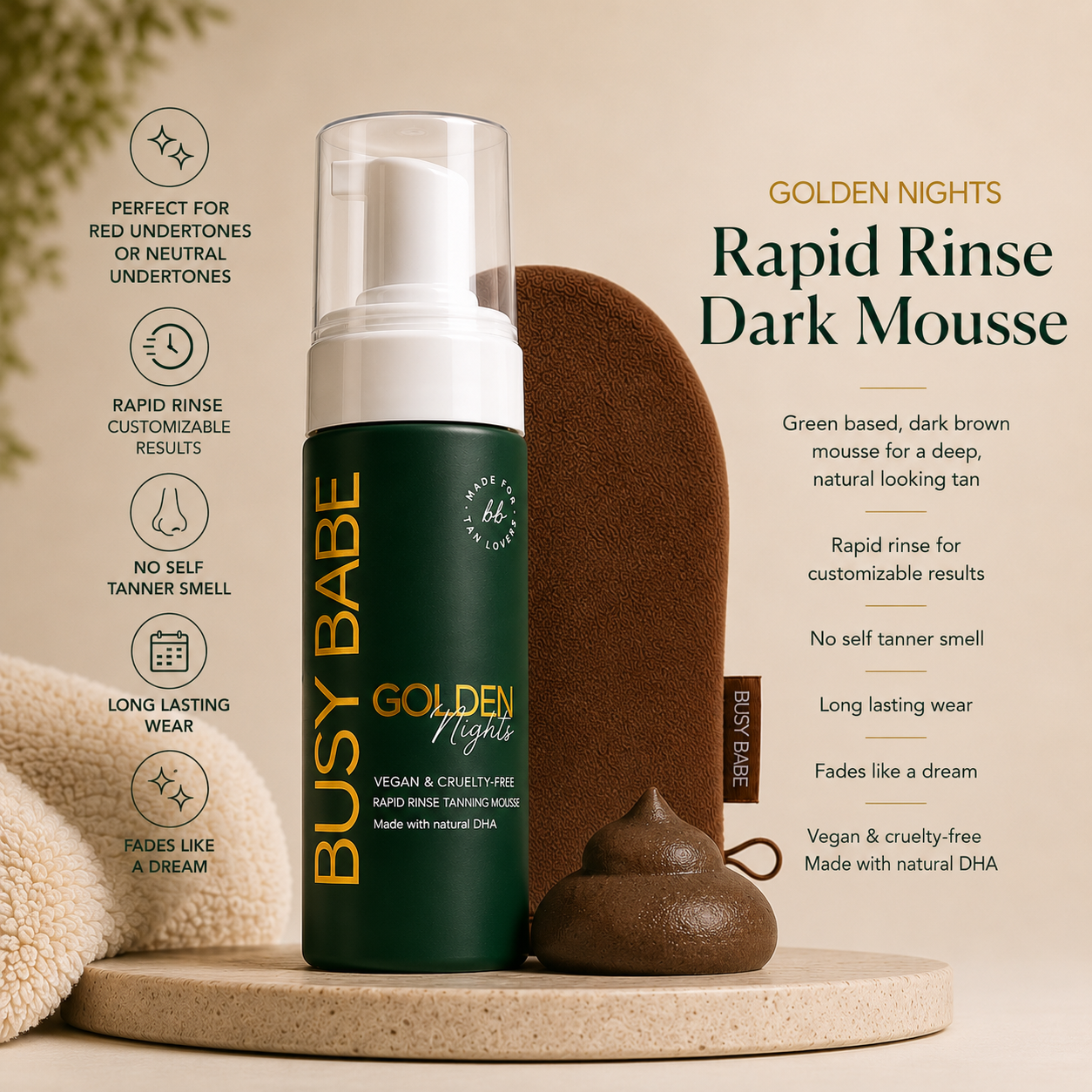 Golden Nights Self Tan Mousse w/Mitt